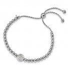 Sterling Silver Rhodium-Plated Beaded Saint Medal 5in to 8.25in Bracelet