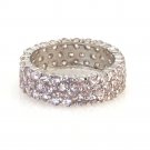 Charles Winston Rhodium Plated Sterling Silver Pink and White CZ ring size 7.