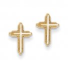 14K Yellow Gold Polished Cross Post Earrings