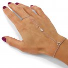 Sterling Silver Polished CZ Heart/Arrow Attached Ring/Bracelet