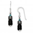 Sterling Silver Black Agate, Crystal, Hematite & Dyed Howlite Earrings