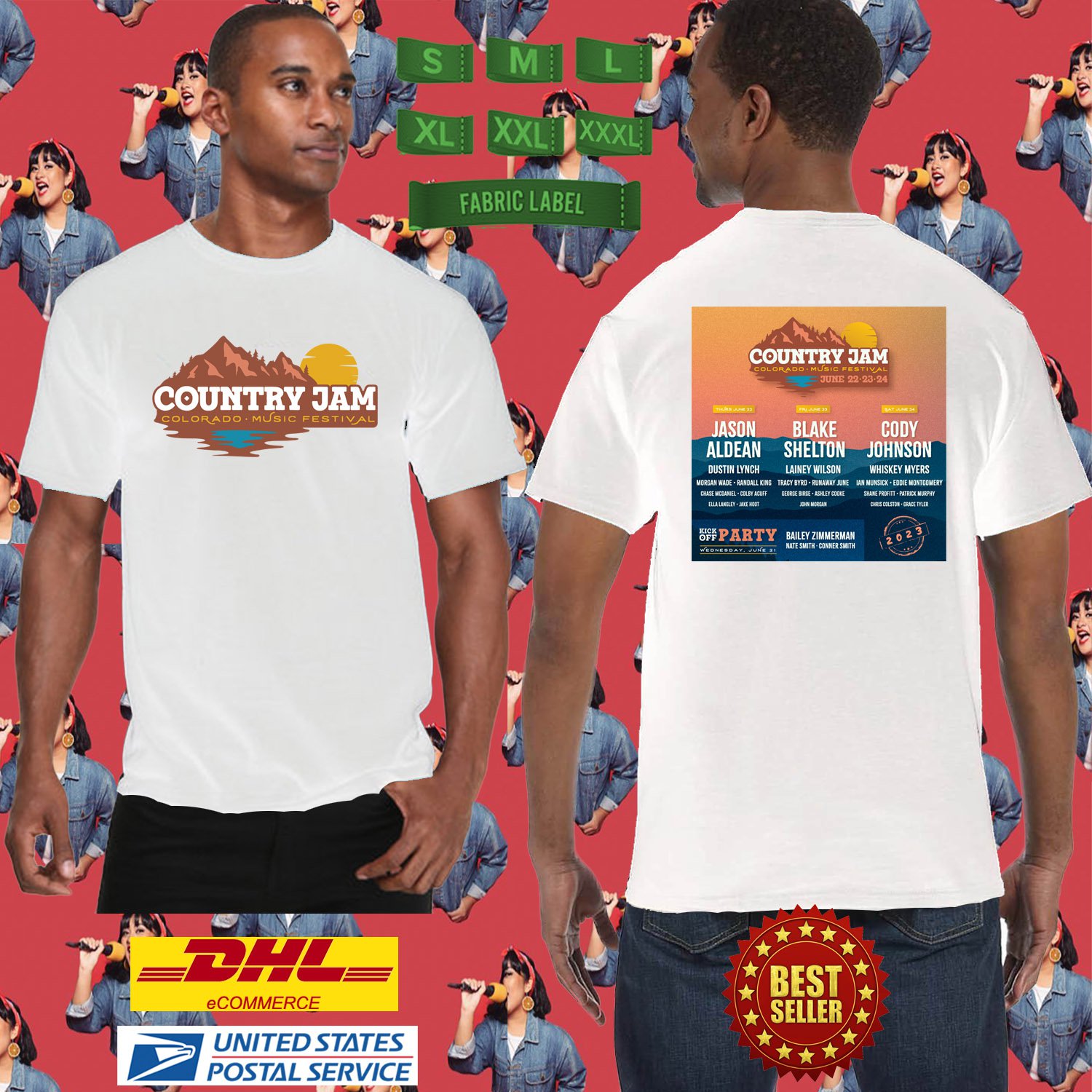 2023 LIVE COUNTRY JAM COLORADO FESTIVAL WHITE TEE SHIRT WITH LINEUP