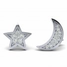 Star and moon earring 1/5ct diamond gold best selling earrings for women H-I1