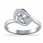Dog Paw Print Ring 1/10ct Natural Diamond White Gold Ring size from US 5 to 10