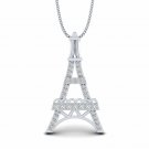PARIS EIFFEL TOWER necklace 1/10ct natural diamond gold pendant for women 18"