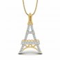 PARIS EIFFEL TOWER necklace 1/10ct natural diamond gold pendant for women 18"