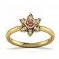 Two Tone Open Flower Rose Ring 1/10ct diamond gold center rose ring US 5 to 9