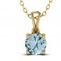 Aquamarine love pendant white gold stud pendant for women gift 7 mm perfect gift