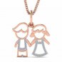 Boy and girl diamond pendant 1/10ct diamond gold necklace for women 18" chain