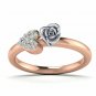Two tone rose and heart ring white gold anniversary ring gift for wife rose ring