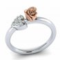 Two tone rose and heart ring white gold anniversary ring gift for wife rose ring