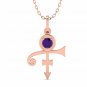 Minimalist Peace Prince Singer Symbol Necklace Purple Gemstone Pendant 18" chain