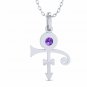 Minimalist Peace Prince Singer Symbol Necklace Purple Gemstone Pendant 18" chain