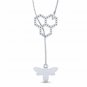 Honeycomb honey bee Pendant 1/7ct diamond gold necklace 21" rope chain for women