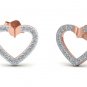 1/5cts Natural Diamond Lovely Heart Earrings For Valentine's Day