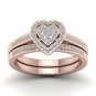 1/3ct Natural Diamond Gold Heart Engagement Ring Set for Women Pave Setting