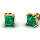 Green Princess Cut Earrings White Gold Earring for Women Earrings for Girl Gift