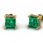 Green Princess Cut Earrings White Gold Earring for Women Earrings for Girl Gift