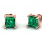 Green Princess Cut Earrings White Gold Earring for Women Earrings for Girl Gift