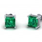 Green Princess Cut Earrings White Gold Earring for Women Earrings for Girl Gift
