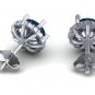 Blue sapphire earrings 1/5ct diamond gold pave earrings for women 4.5MM H-I1