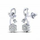 Diamond Stud Earrings 1/4ct Diamond Gold Earrings for Women Flower Diamond Shape