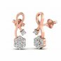 Diamond Stud Earrings 1/4ct Diamond Gold Earrings for Women Flower Diamond Shape