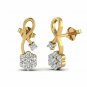 Diamond Stud Earrings 1/4ct Diamond Gold Earrings for Women Flower Diamond Shape