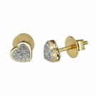 Diamond Stud Earrings 1/10ct Natural Diamond Gold Heart Shape Earrings for Women