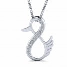 Duck Infinity Pendant 1/10Ct Diamond Necklace with 18 inch rope chain for Women