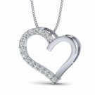 Heart shape pendant 1/6ct natural diamond gold necklace for women 18" rope chain