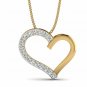Heart shape pendant 1/6ct natural diamond gold necklace for women 18" rope chain