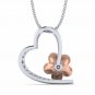 Two Tone Flower Heart Necklace White Gold 1/10ct Diamond Earrings for Women 18"
