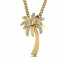 Palm Tree Pendant Natural Diamond Pendant 18" rope chain necklace for women H I1