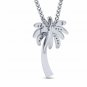 Palm Tree Pendant Natural Diamond Pendant 18" rope chain necklace for women H I1