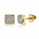 Diamond Stud Earrings 1/4ct Diamond Gold Round Earrings for Women Screw Back