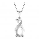 Penguin Pendant 1/10Ct Diamond Necklace with 18 inch rope chain for Women