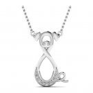 Pig Infinity Pendant 1/8ct diamond gold necklace with 18" rope chain for women