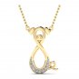 Pig Infinity Pendant 1/8ct diamond gold necklace with 18" rope chain for women