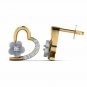 Two Tone Flower Heart Earrings White Gold Natural Diamond Earrings for Women