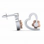 Two Tone Flower Heart Earrings White Gold Natural Diamond Earrings for Women