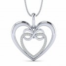 Heart infinity pendant 1/8ct diamond gold necklace for women 18" rope chain H I1