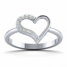 Heart shape ring 1/8ct natural diamond gold ring for women US 5 to 9 Love ring
