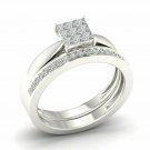 Princess diamond wedding ring set for women 3/8ct natural diamond size US 5 to 9