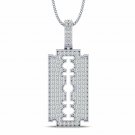 Blade pendant 1/2ct diamond gold pendant unisex 21 inch for men and women pave