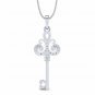 Vintage Key Pendant 1/7ct diamond gold necklace for Women with 18" rope chain