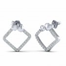 Square Stud Earrings 1/10ct Diamond Gold Earrings for Women and girl push back