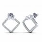 Square Stud Earrings 1/10ct Diamond Gold Earrings for Women and girl push back