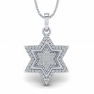 David Star pendant necklace 1/3ct diamond pendant for Women with 18" rope chain