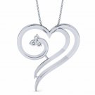 Heart Pendant 1/10ct diamond gold necklace for Women with 18" rope chain 2.00 mm